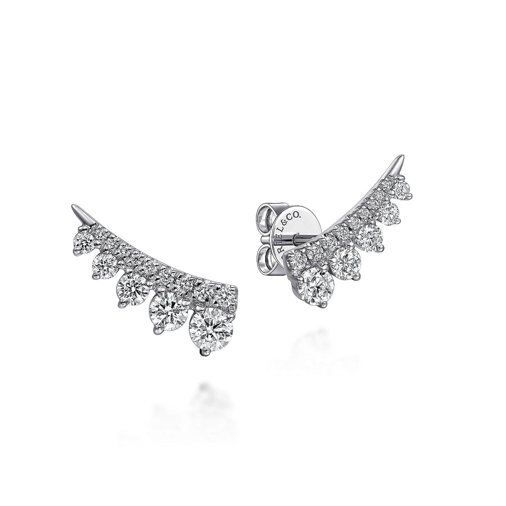 14K WHITE GOLD DIAMOND EAR CLIMBER EARRINGS