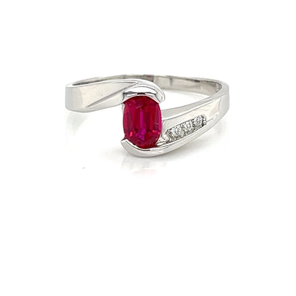 SS LAB GRWN RUBY DIA RING 3RDS