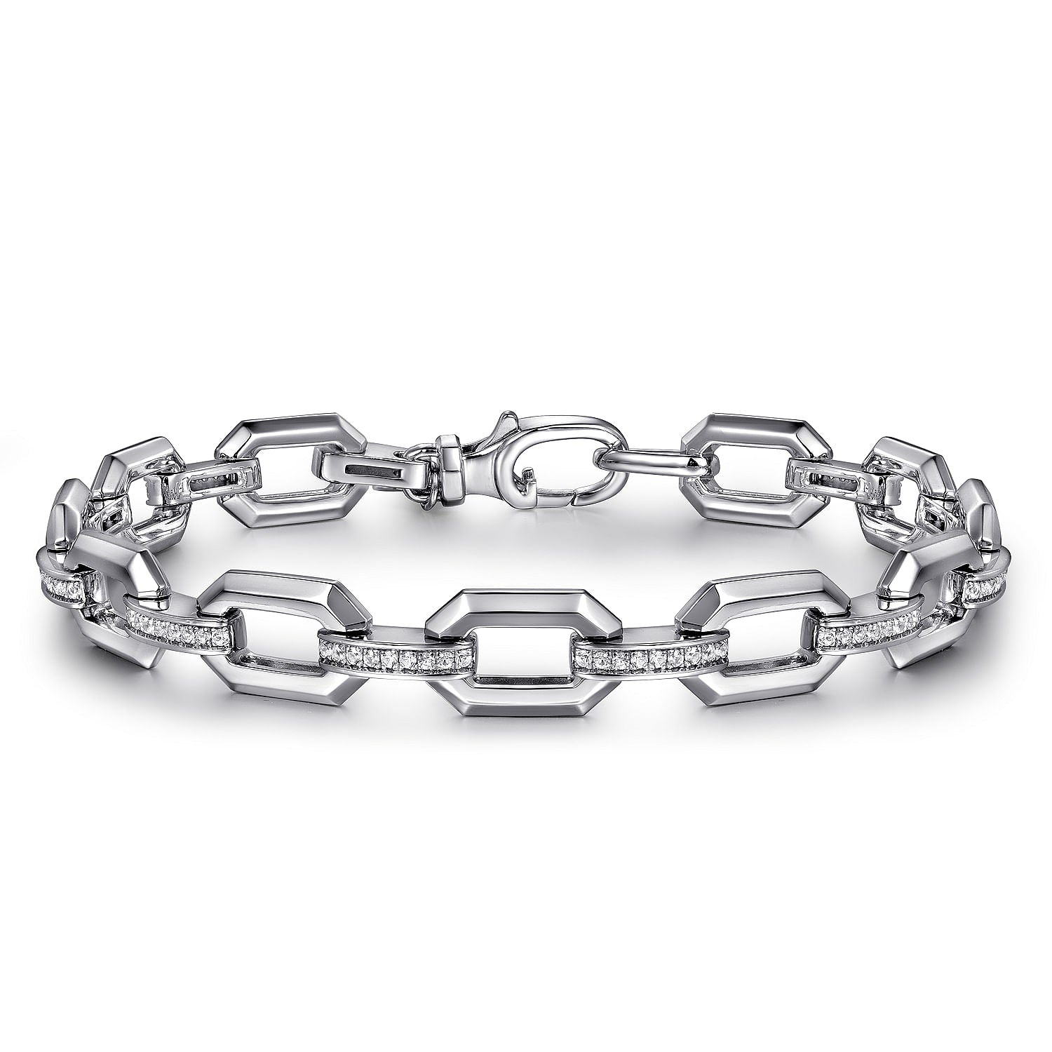 STERLING SILVER WHITE SAPPHIRE LINK CHAIN TENNIS BRACELET