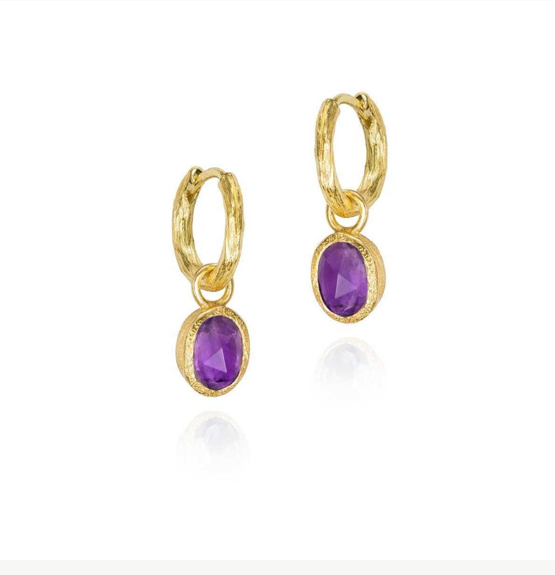 STERLING SILVER/GOLD VERMEIL AMETHYST EARRINGS