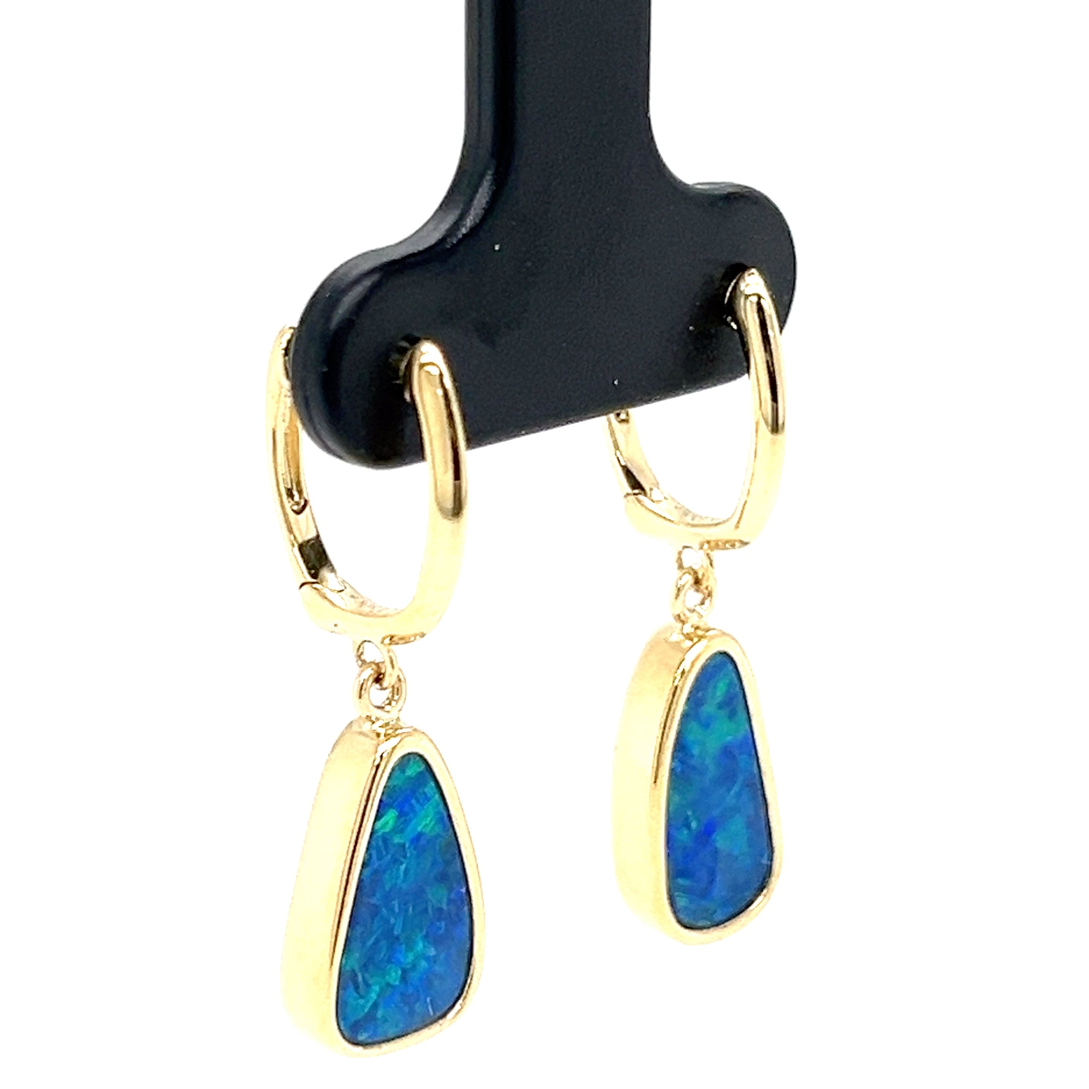 14KY AUST. OPAL DBLT LVRBK EARRING