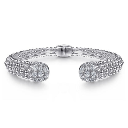 925 Sterling Silver White Sapphire Bujukan Bangle