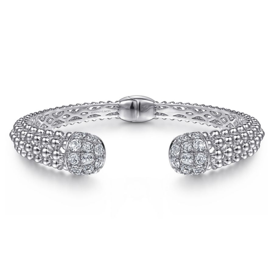 925 Sterling Silver White Sapphire Bujukan Bangle