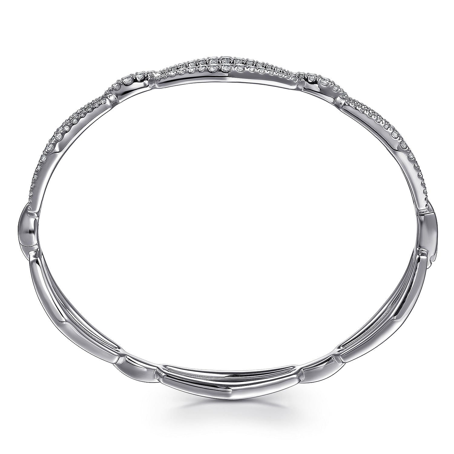 14 KARAT WHITE GOLD DIAMOND LINK BANGLE BRACELET