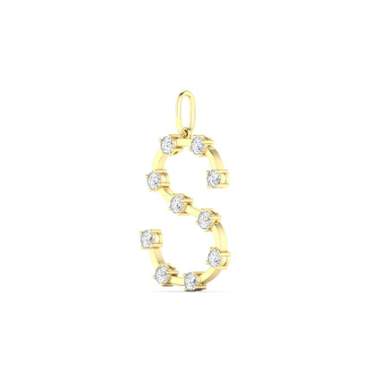 14K YELLOW LAB GROWN DIAMOND LETTER S