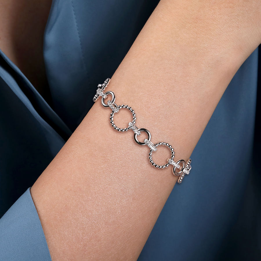 STERLING SILVER WHITE SAPPHIRE BUJUKAN LINK TENNIS BRACELET