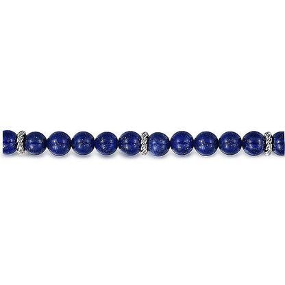 STERLING SILVER 8MM LAPIS BEADED BRACELET