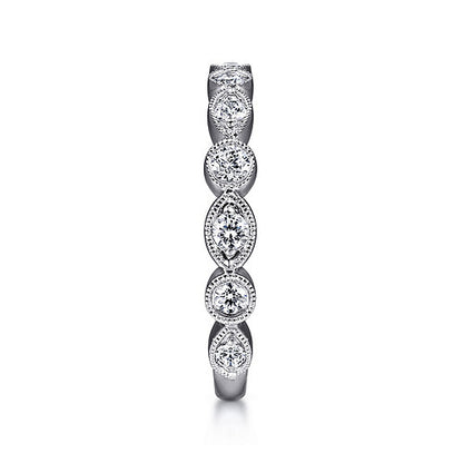 14K White Gold Geometric Diamond Stackable Ring