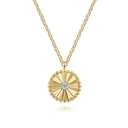 14K White-Yellow Gold Diamond Bujukan Pendant Necklace