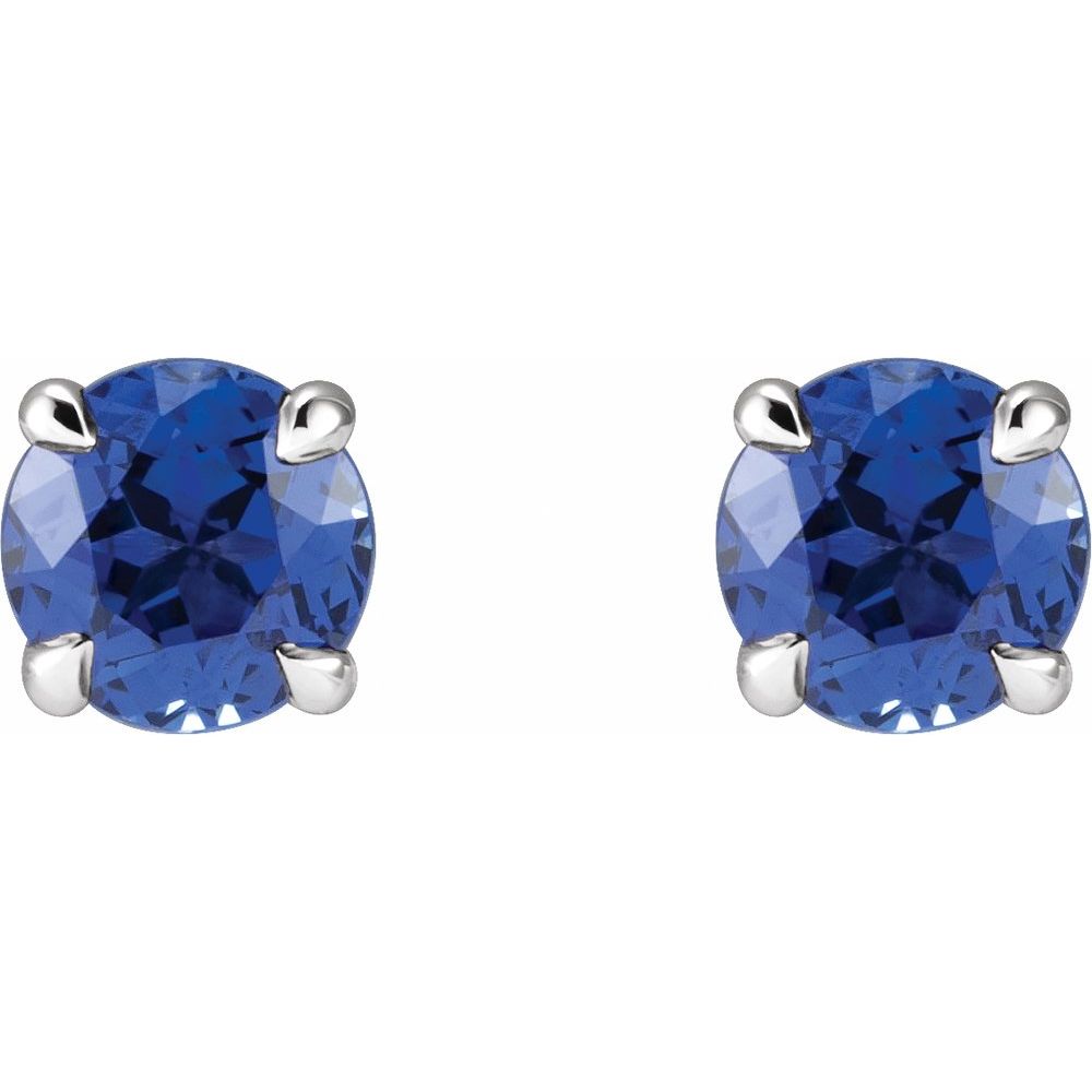 14K WHITE 5MM LAB GROWN SAPPHIRE STUDS