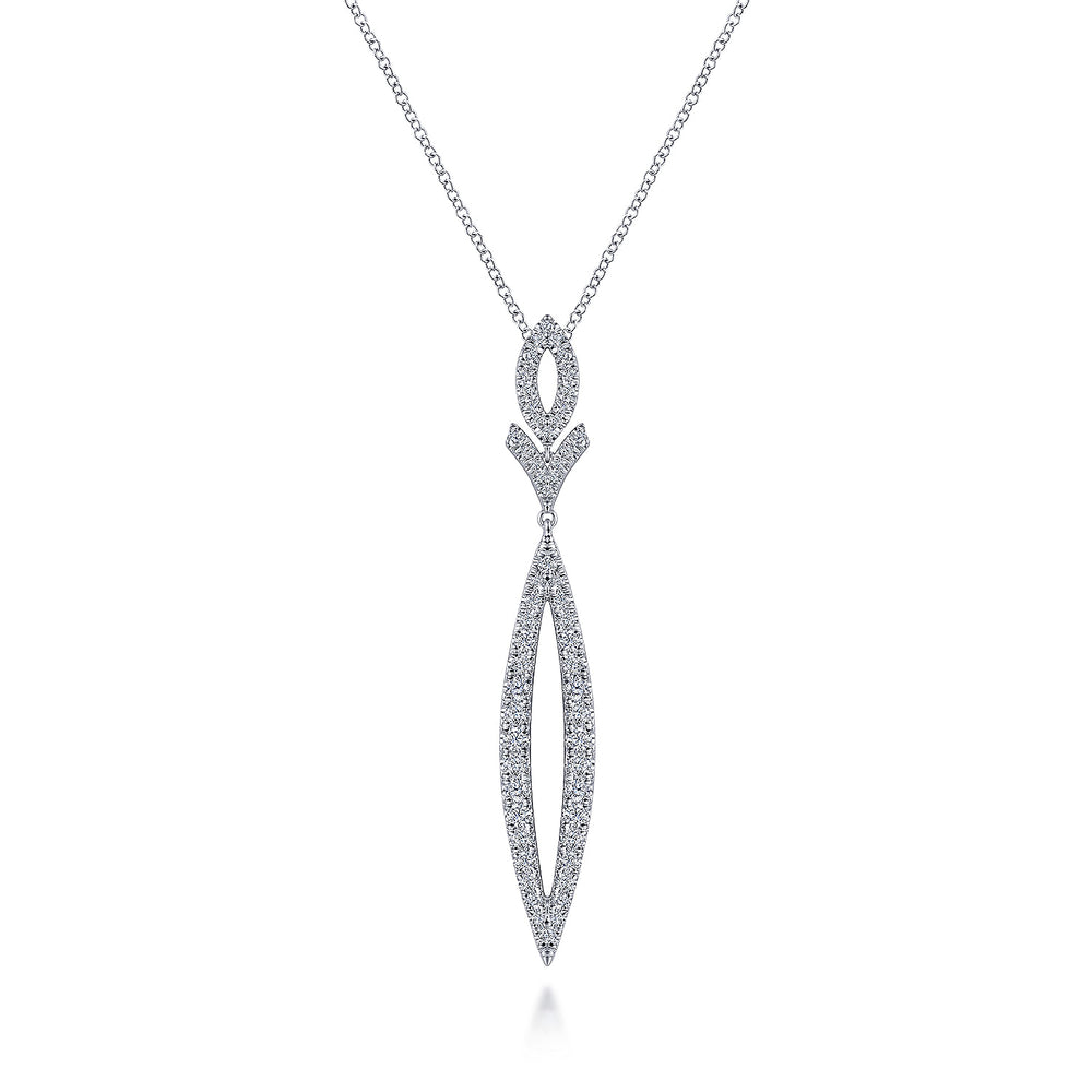 14K WHITE GOLD DIAMOND LARIAT NECKLACE