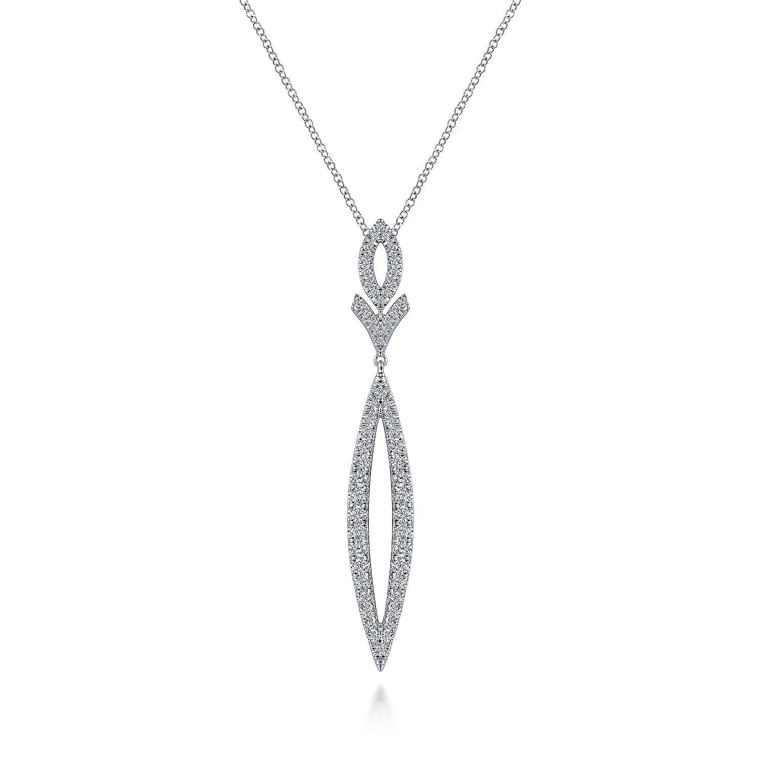 14K WHITE GOLD DIAMOND LARIAT NECKLACE