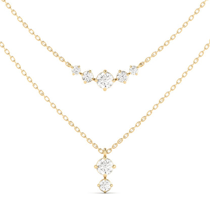 14K YELLOW LAB GROWN DIAMOND DOUBLE NECKLACE