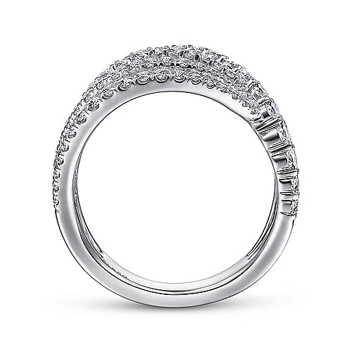 14K WHITE GOLD DIAMOND BYPASS MULTI ROW RING