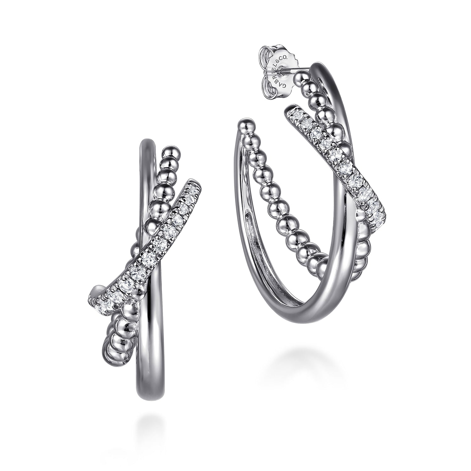 STERLING SILVER BUJUKAN AND WHITE SAPPHIRE J HOOP EARRINGS 30MM