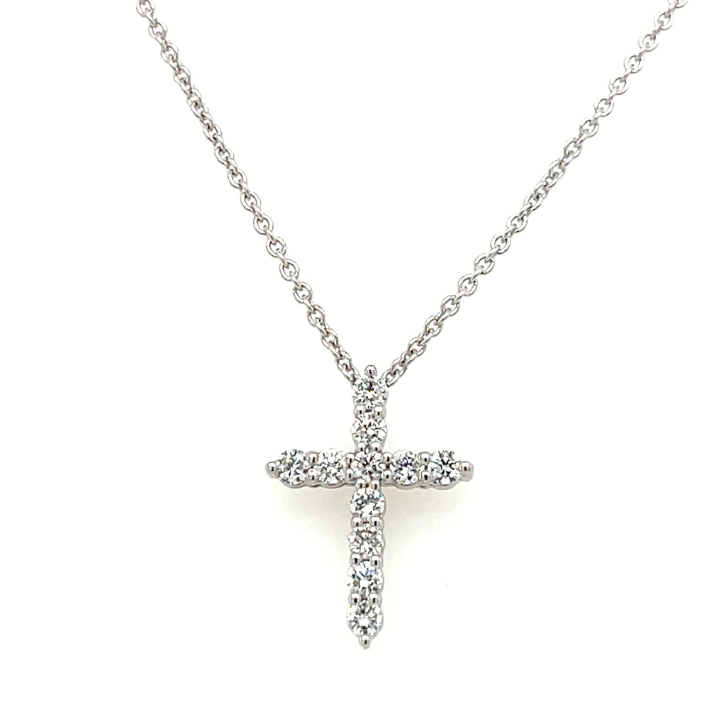14K WHITE LAB GROWN DIAMOND CROSS