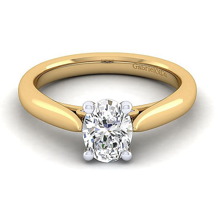 14K TWO TONE OVAL SOLITAIRE
