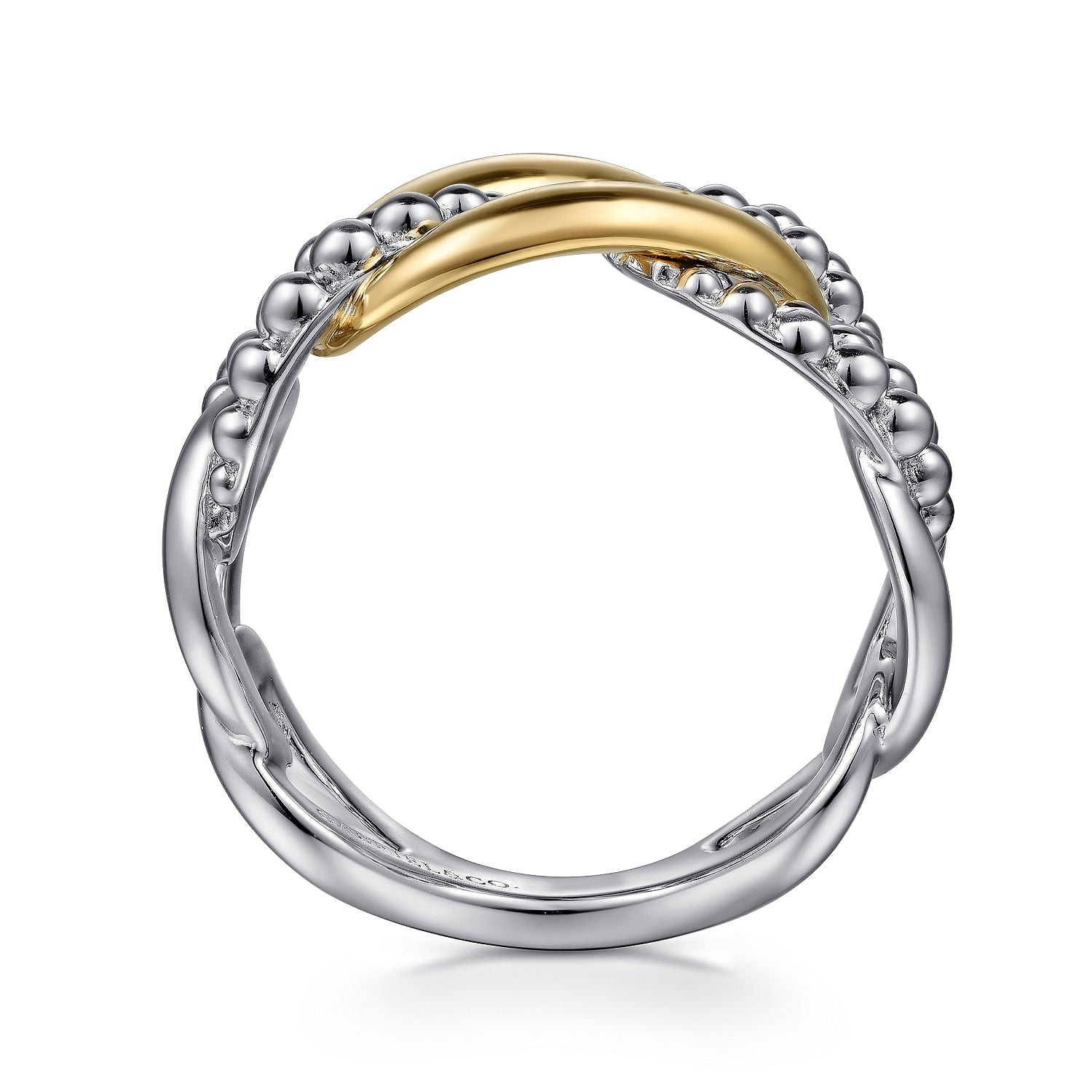 STERLING SILVER AND 14K YELLOW GOLD LINK RING