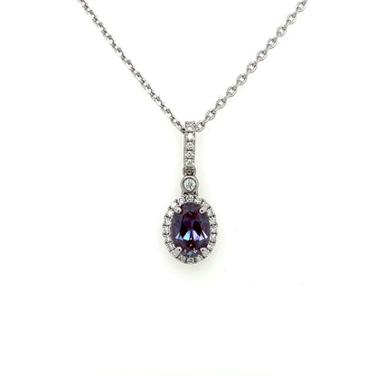 LAB GROWN ALEXANDRITE AND DIAMOND PENDANT