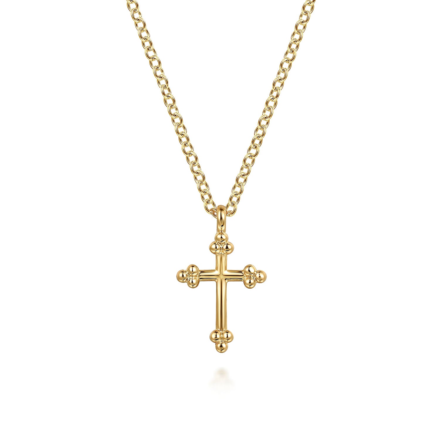 14 KARAT YELLOW PLAIN GOLD BUJUKAN 12MM CROSS NECKLACE