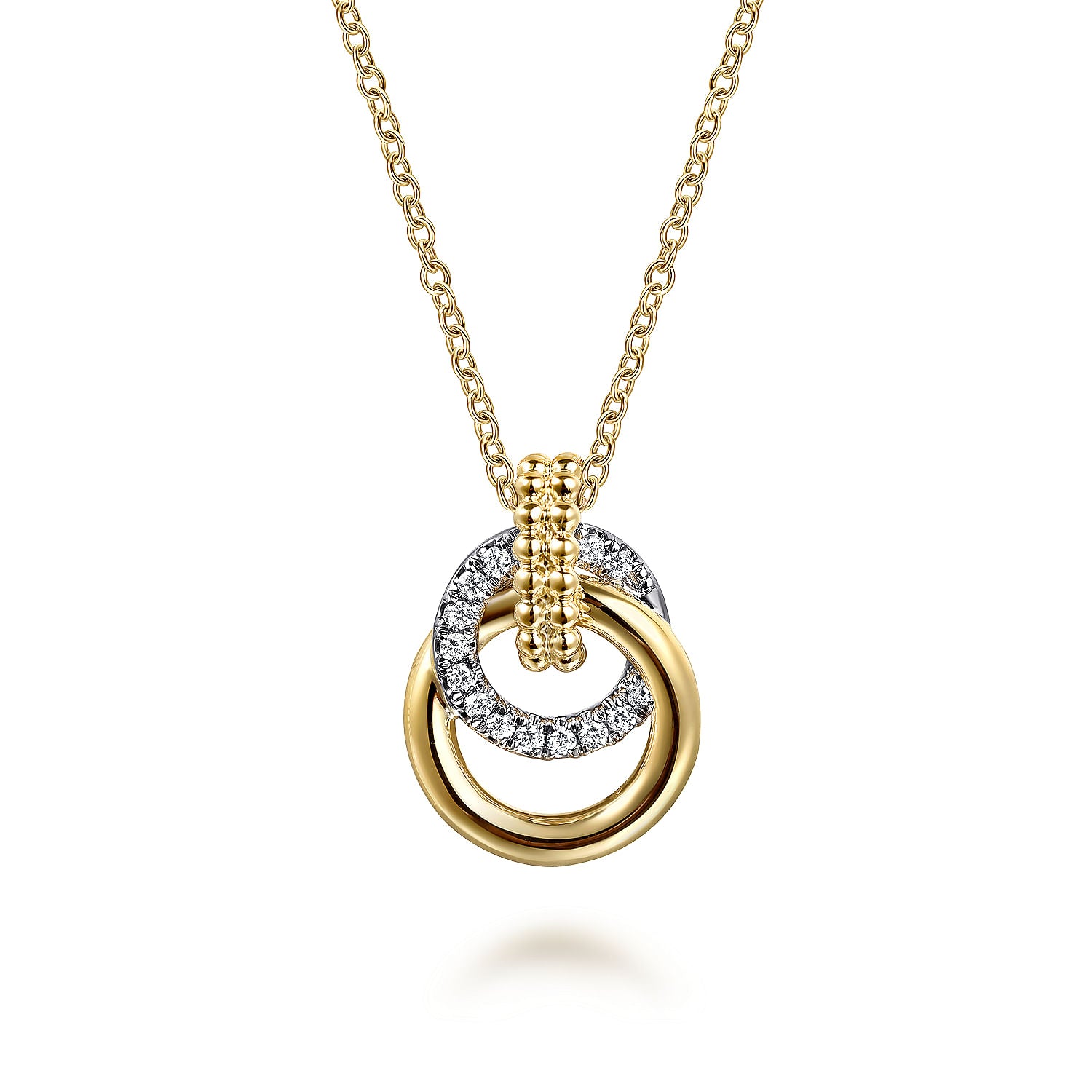 14 KARAT WHITE & YELLOW GOLD BUJUKAN DIAMOND PENDANT NECKLACE