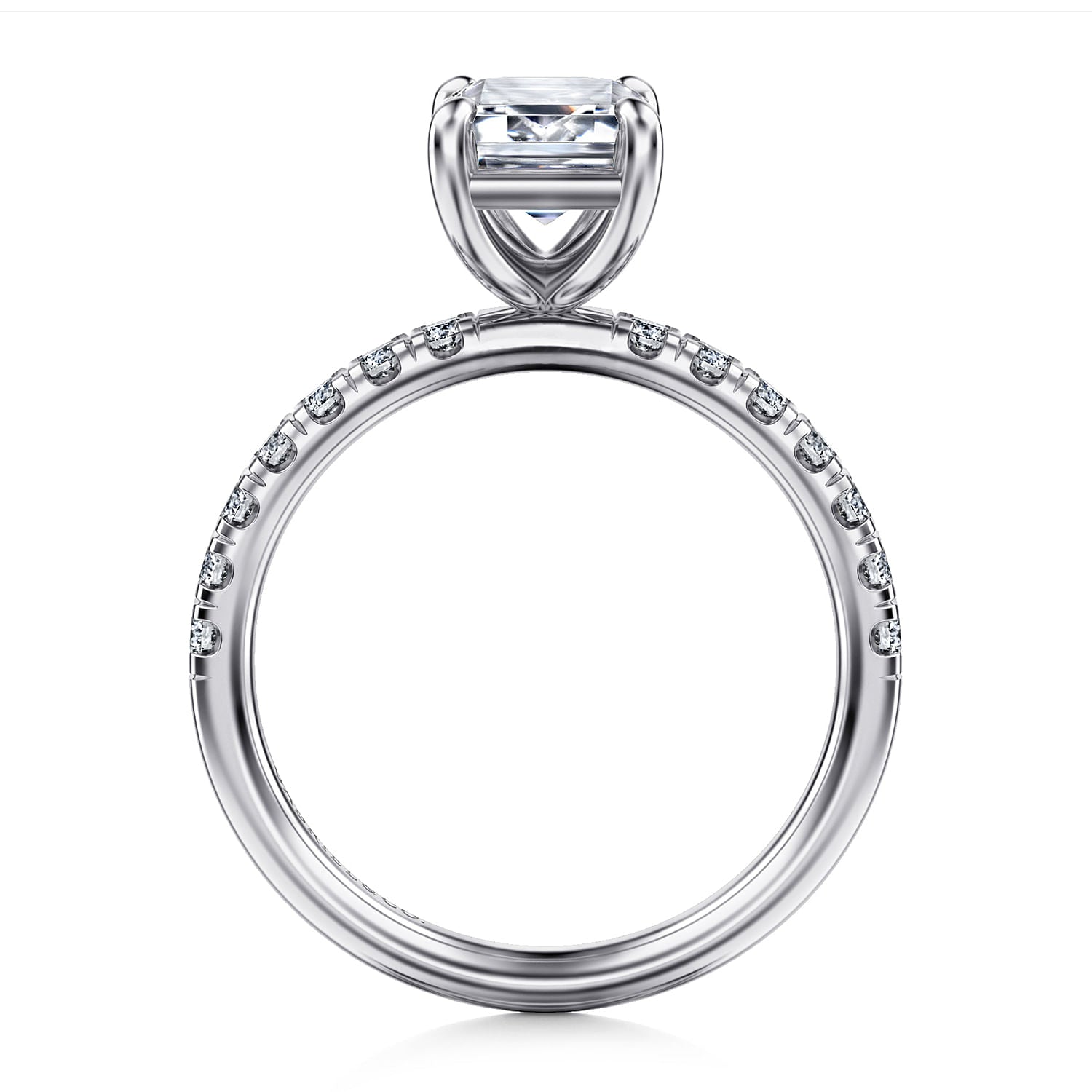 14K WHITE GOLD EMERALD CUT DIAMOND ENGAGEMENT RING