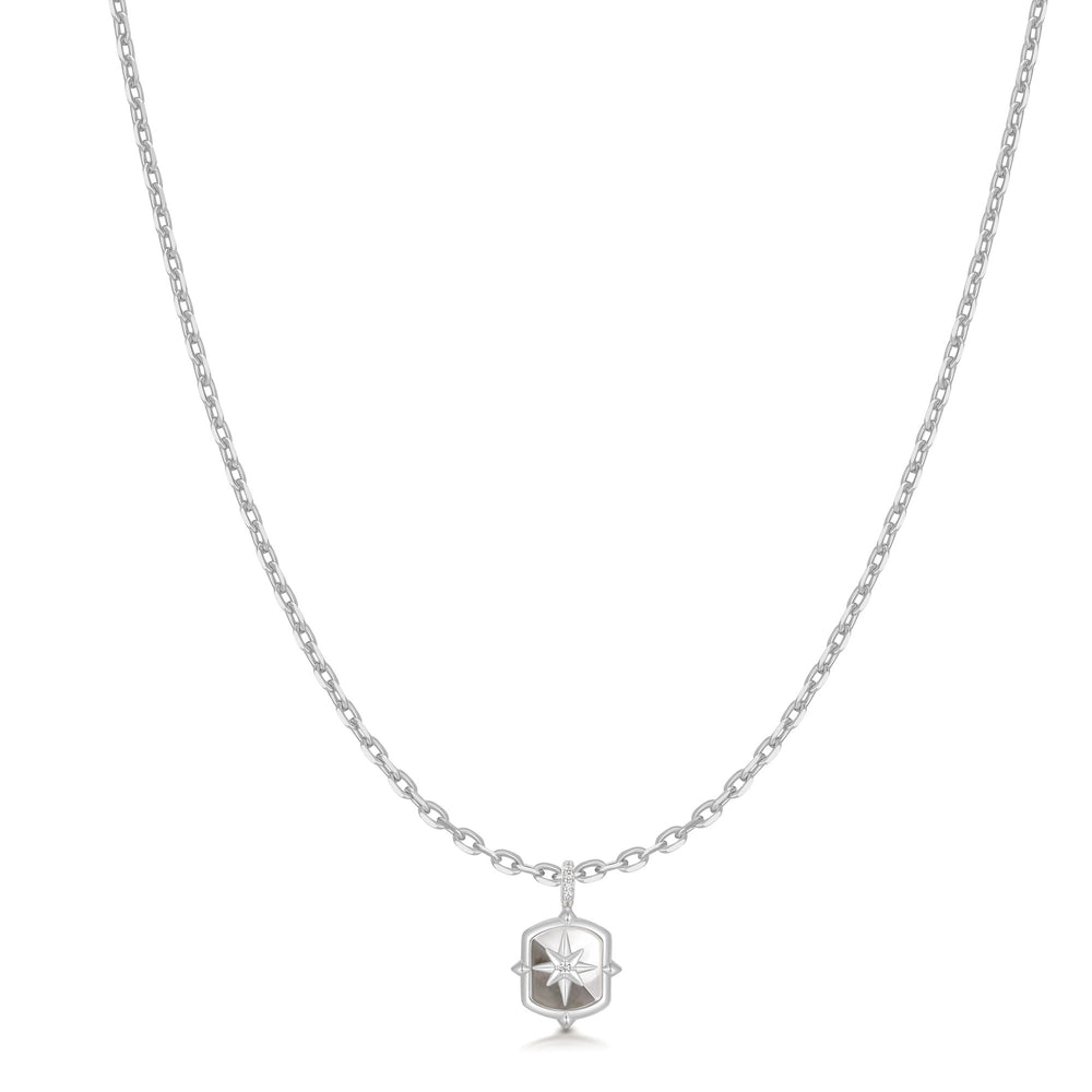 SILVER COLOUR-BLOCKMOTHER OF PEARL STAR NECKLACE
