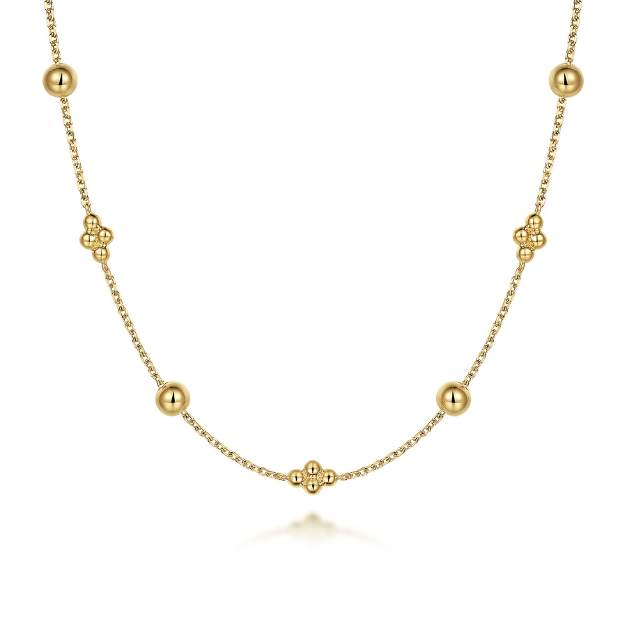 14K YELLOW GOLD BUJUKAN BEAD STATION NECKLACE