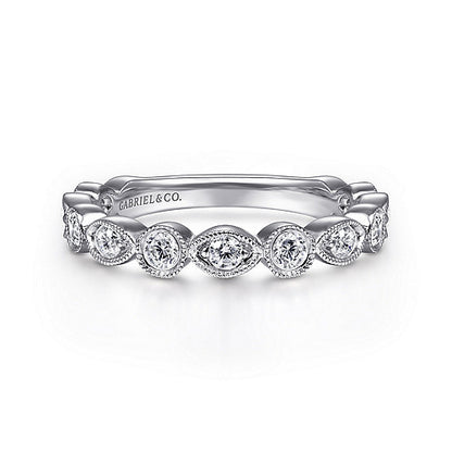 14K White Gold Geometric Diamond Stackable Ring
