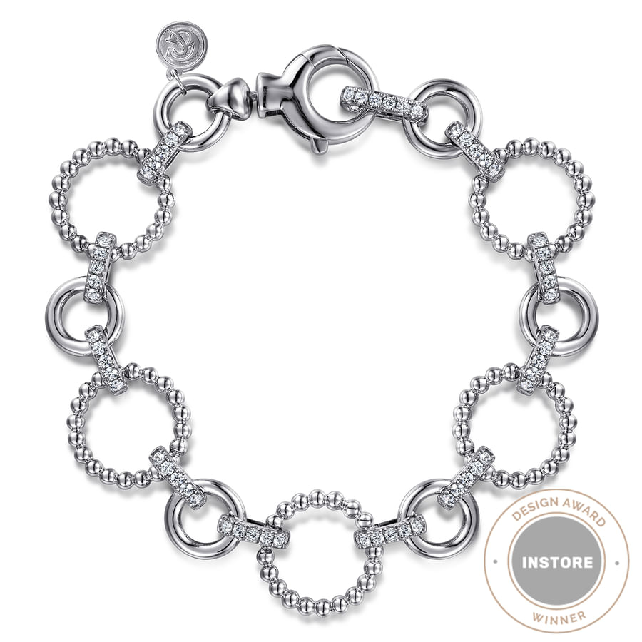 STERLING SILVER WHITE SAPPHIRE BUJUKAN LINK TENNIS BRACELET