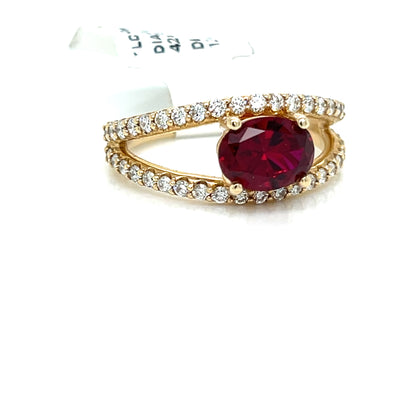 LAB GROWN RUBY AND DIAMOND RING