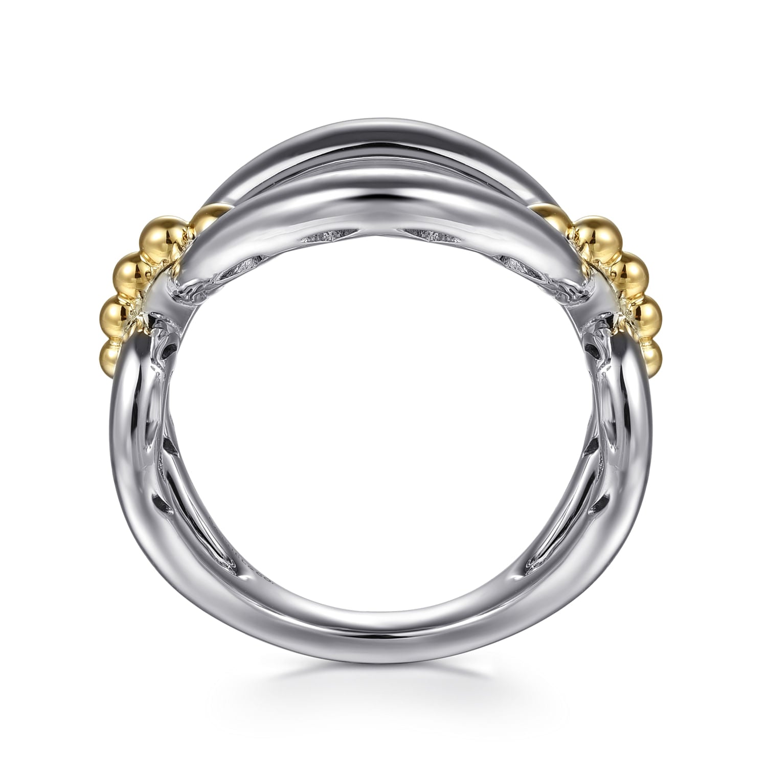 STERLING SILVER AND 14K YELLOW GOLD BUJUKAN LINK RING