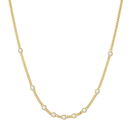 GOLD MULTI STATION ROUND STONE CHAIN NECKLACE