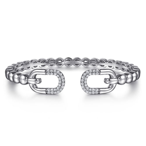 STERLING SILVER BUJUKAN AND WHITE SAPPHIRE OPEN BANGLE BRACELET