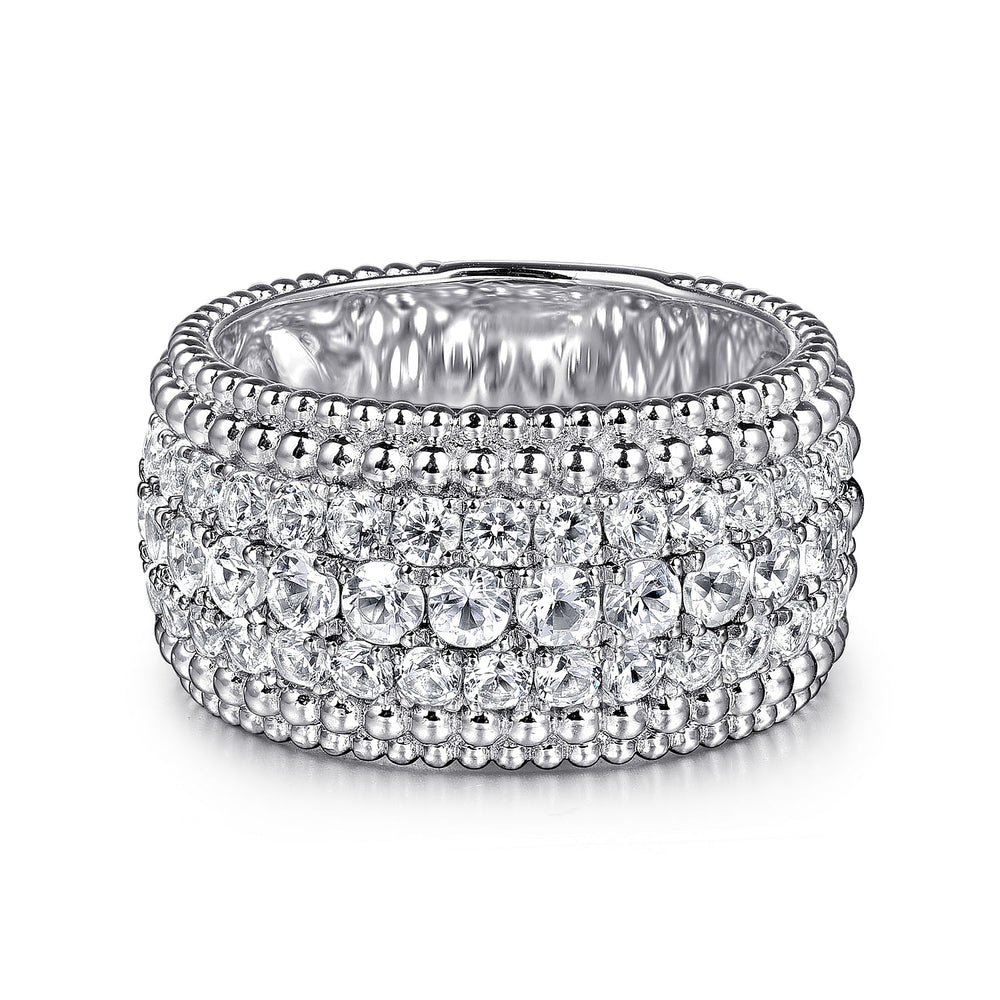 STERLING SILVER BUJUKAN WHITE SAPPHIRE WIDE BAND RING