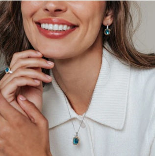 SS/GP CZ BLUE QRTZ EARRING