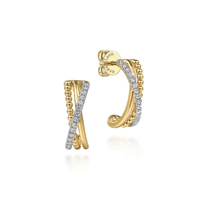 14 KARAT YELLOW GOLD DIAMOND BUJUKAN J EARRINGS