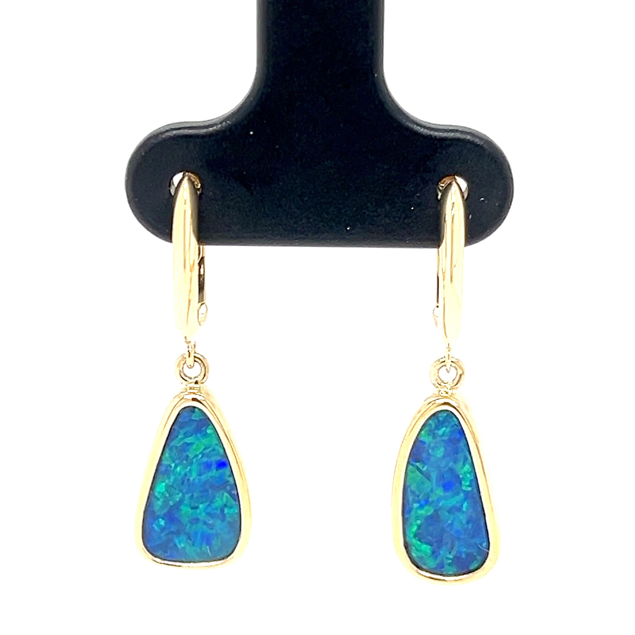 14KY AUST. OPAL DBLT LVRBK EARRING