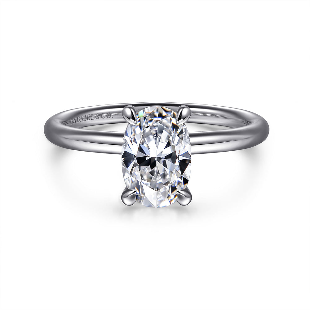 14K WHITE GOLD OVAL SOLITAIRE DIAMOND ENGAGEMENT RING