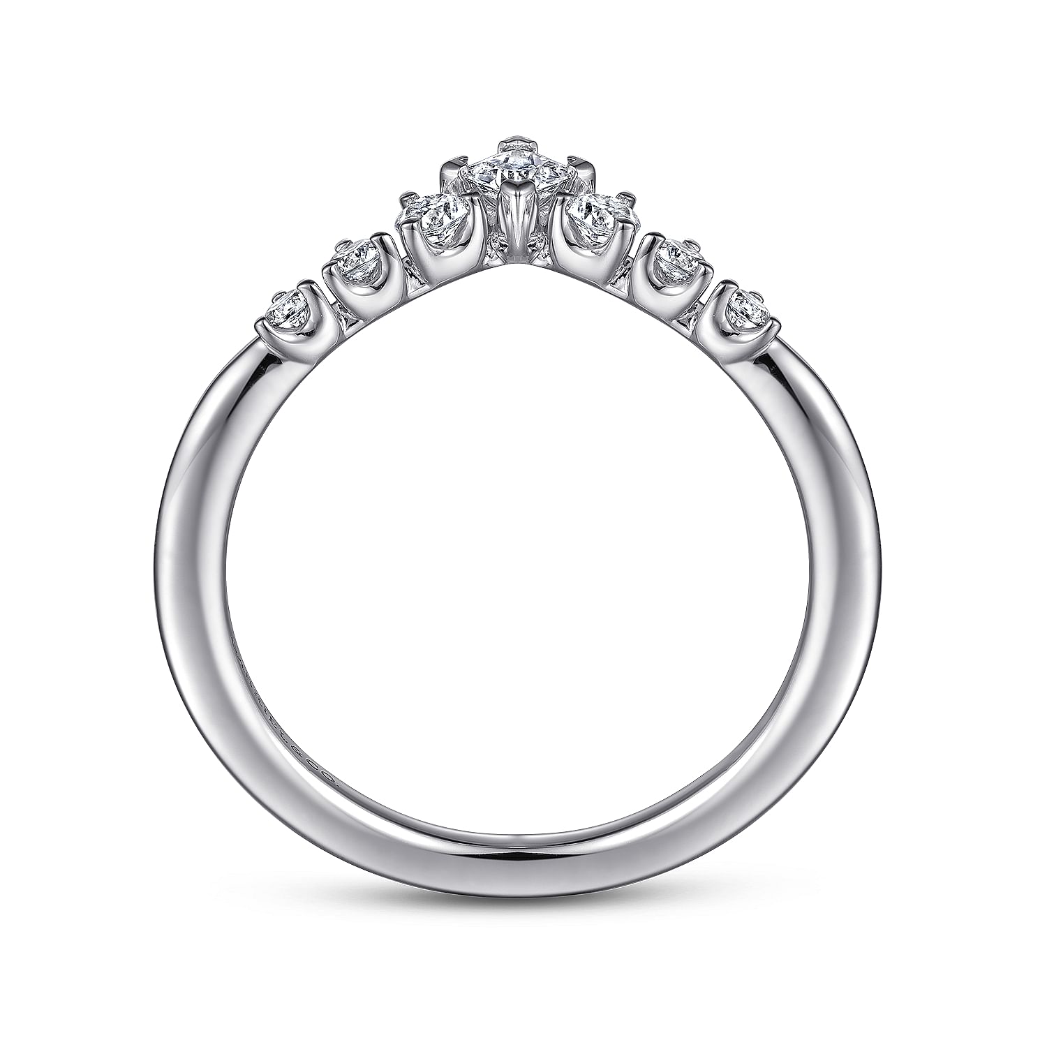 CURVED 14 KARAT WHITE GOLD PRINCESS CUT AND ROUND DIAMOND ANNIVERSARY BAND