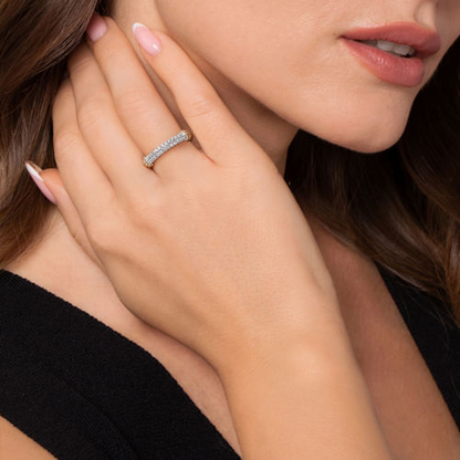 14K YELLOW GOLD AND STERLING SILVER BUJUKAN WHITE SAPPHIRE STACKABLE RING