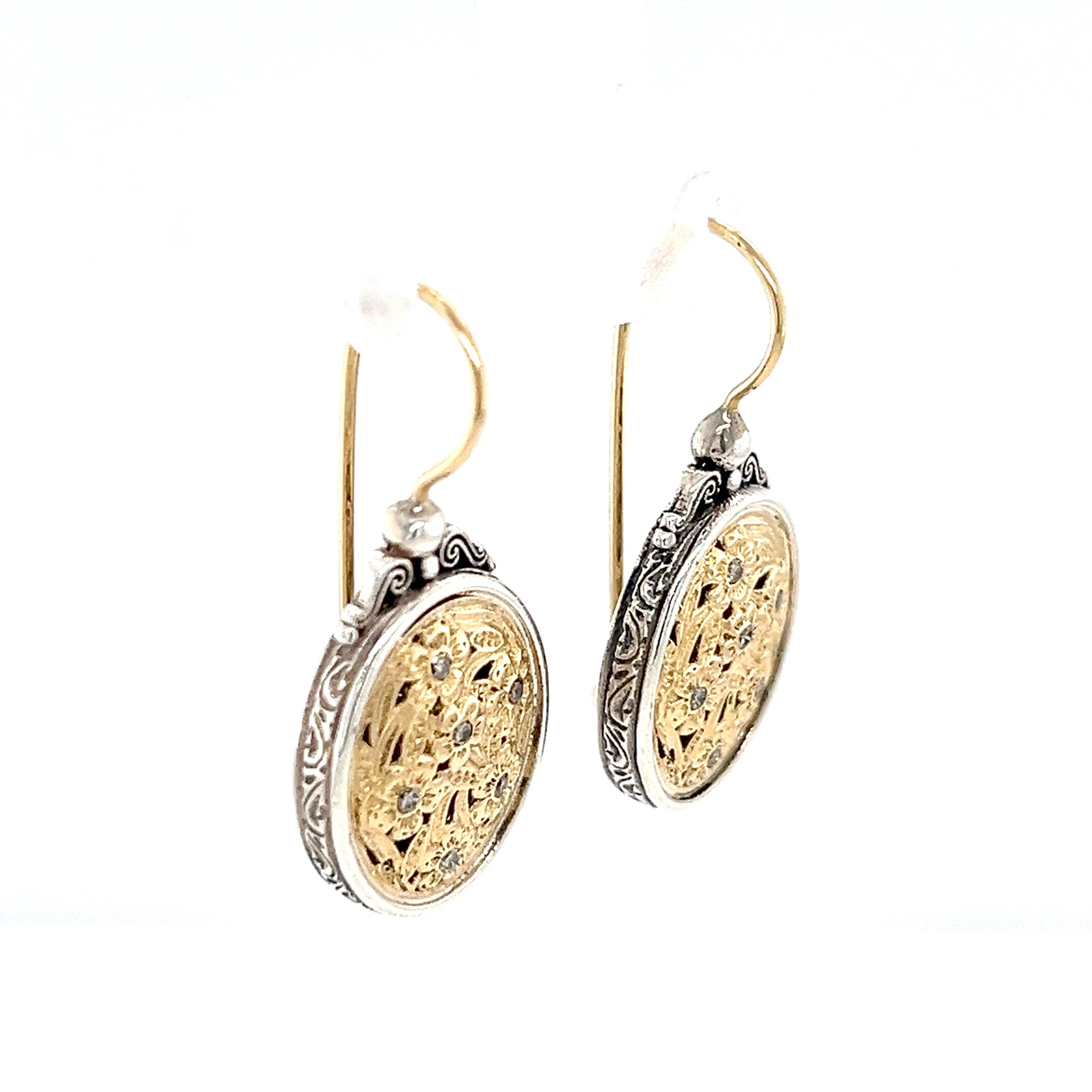 HARMONY OVAL EARRINGS IN 18K GOLD AND STERLING SILVER WITH DIAMONDS