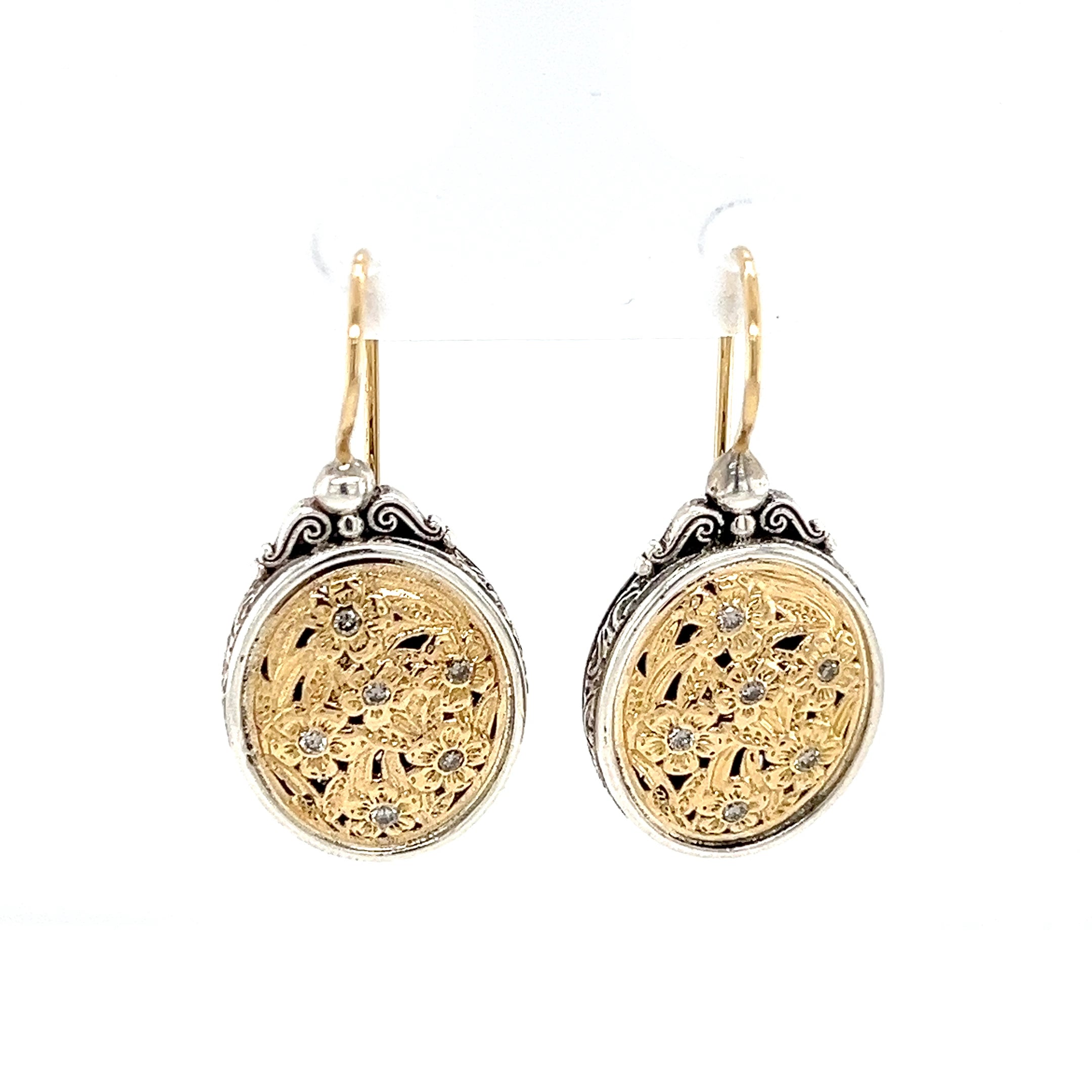 HARMONY OVAL EARRINGS IN 18K GOLD AND STERLING SILVER WITH DIAMONDS