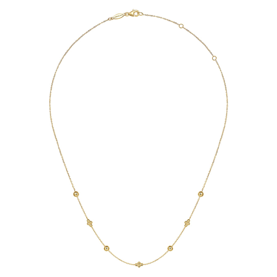 14K YELLOW GOLD BUJUKAN BEAD STATION NECKLACE