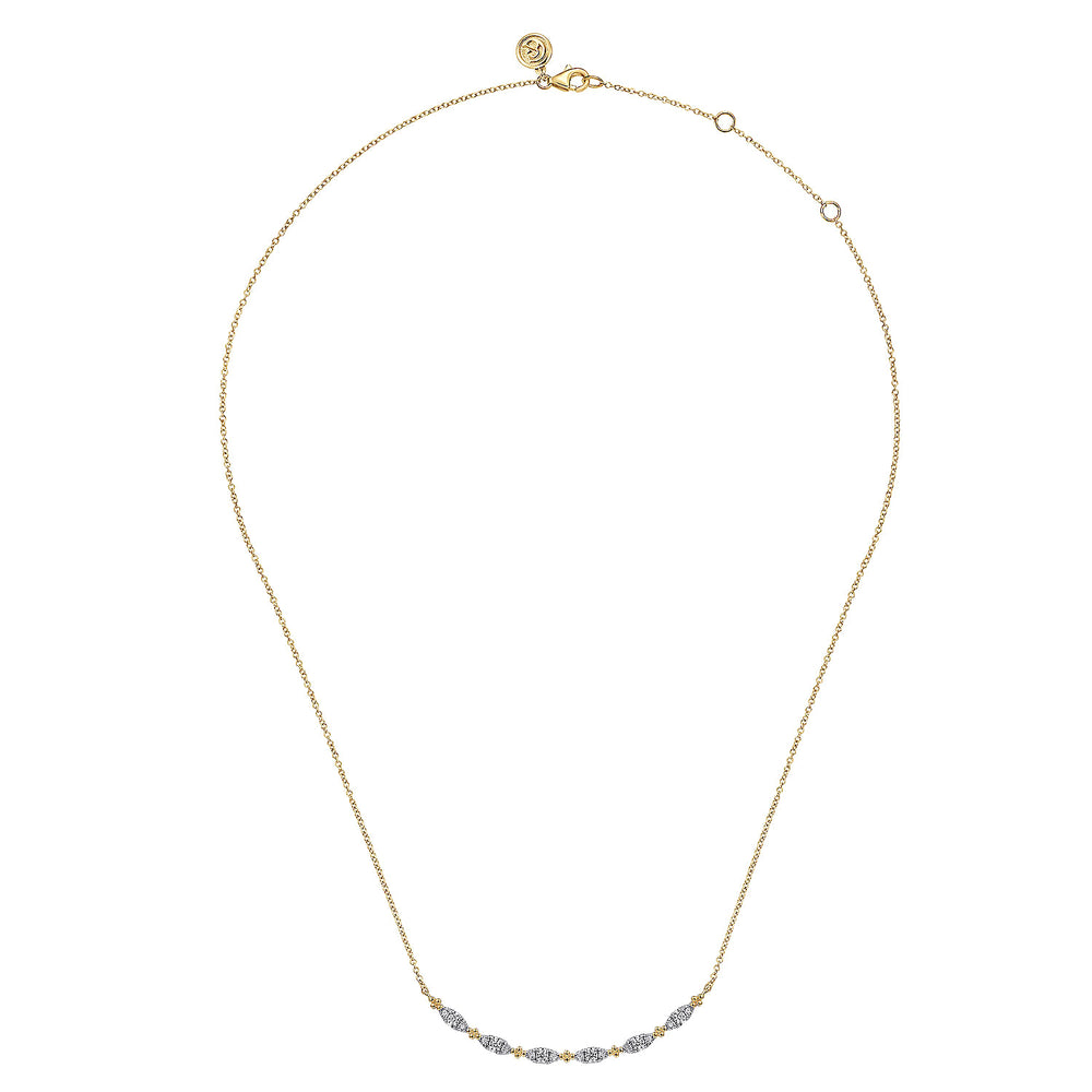 14K YELLOW GOLD CURVED BUJUKAN BAR DIAMOND NECKLACE