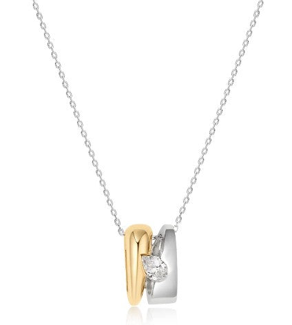 SANILIA/TWO-TONE BEZEL PEAR LAB GROWN DIAMOND NECKLACE