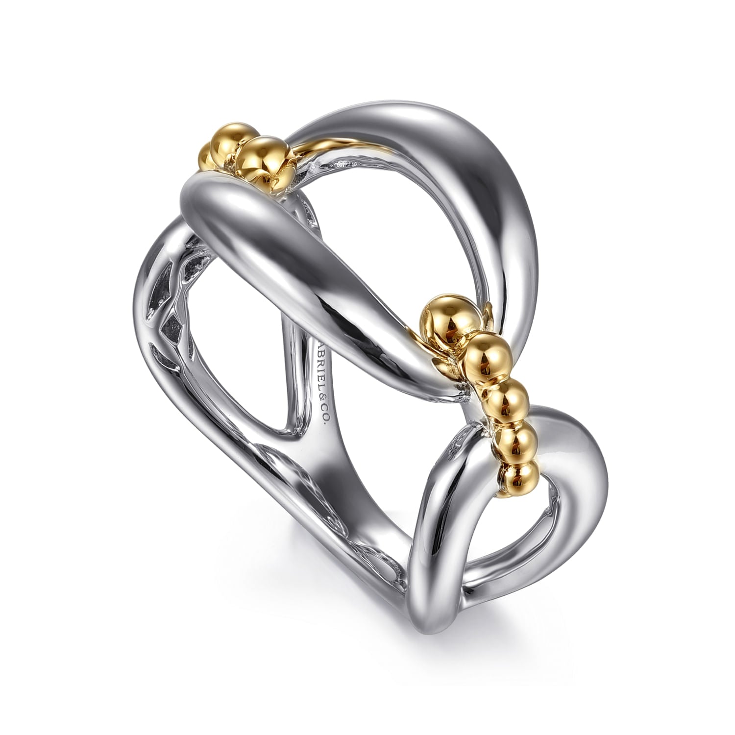 STERLING SILVER AND 14K YELLOW GOLD BUJUKAN LINK RING
