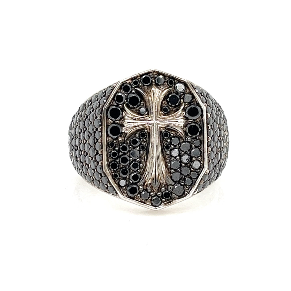 BLACK DIAMOND CROSS RING