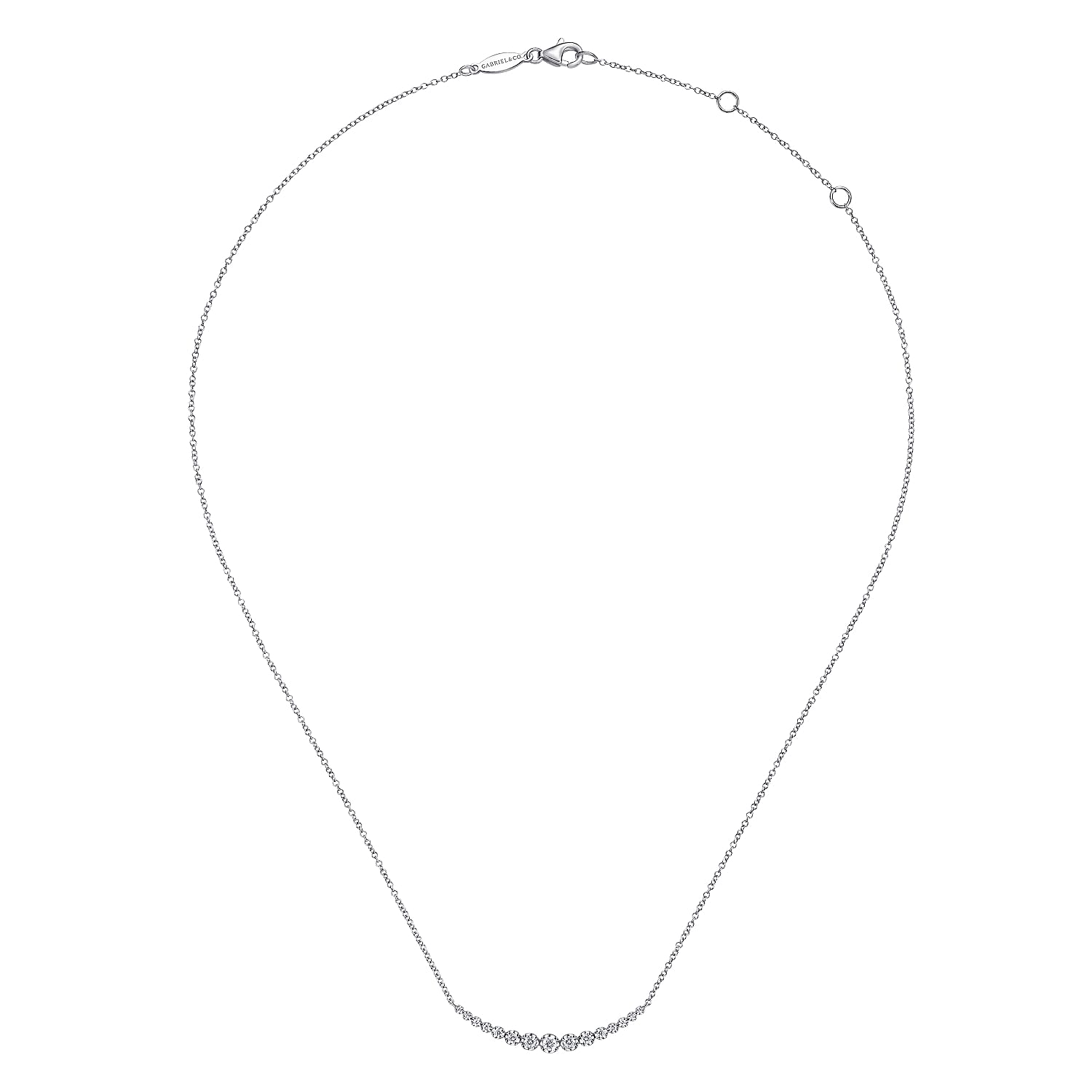 14 KARAT WHITE GOLD DIAMOND CURVED BAR NECKLACE