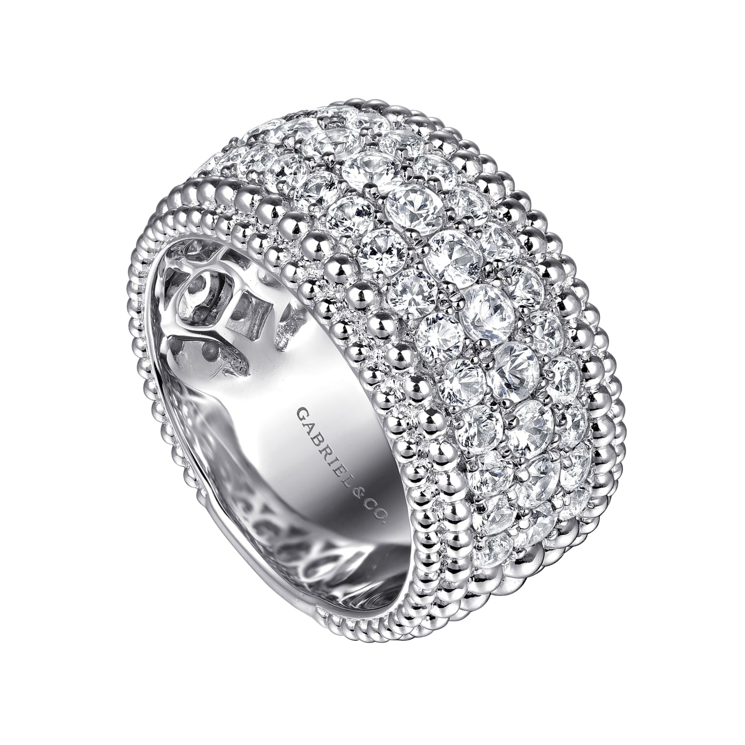 STERLING SILVER BUJUKAN WHITE SAPPHIRE WIDE BAND RING